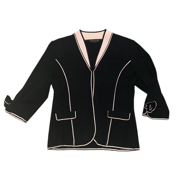 LN Ming Wang Black & Blush Pink Rosette Knit Cardigan / Blazer - M - Picture 1 of 14
